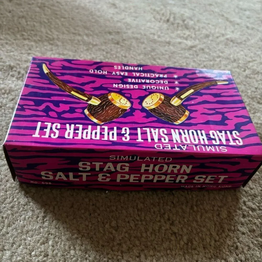 Simulated Stag Horn Salt & Pepper Set *Nice*